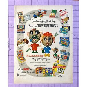 1953 Hasbro Toy Christmas Mr Mrs Potato Head Vintage Print Ad Life Magazine